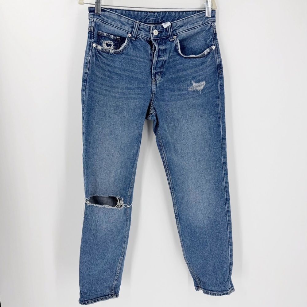 & Denim Boyfriend Low Waist Distressed Jeans 27